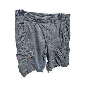American Eagle Mens Gray Distressed Denim‎ Cargo Shorts